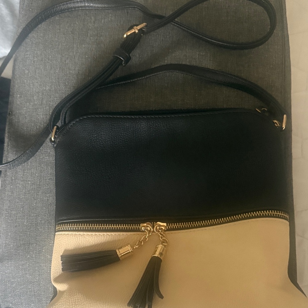 Elegant Black and Cream Crossbody Bag